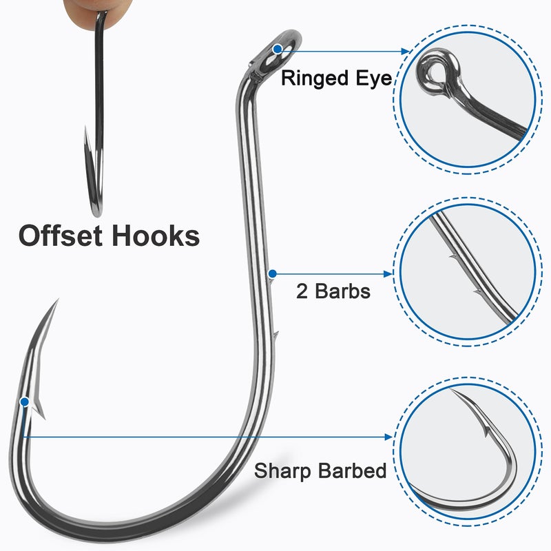 SILANON Octopus Fishing Hooks-120pcs Barbed Baitholder High Carbon Steel Offset Circle Octopus Hooks Extra Sharp Jig Fish Hooks for Freshwater Saltwater Size 8-6/0 - Image 3